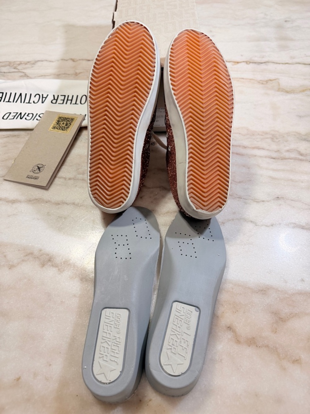 Brand New Golden Goose Peach Glitter Super-Star Sabot Sneakers - Picture 7 of 8
